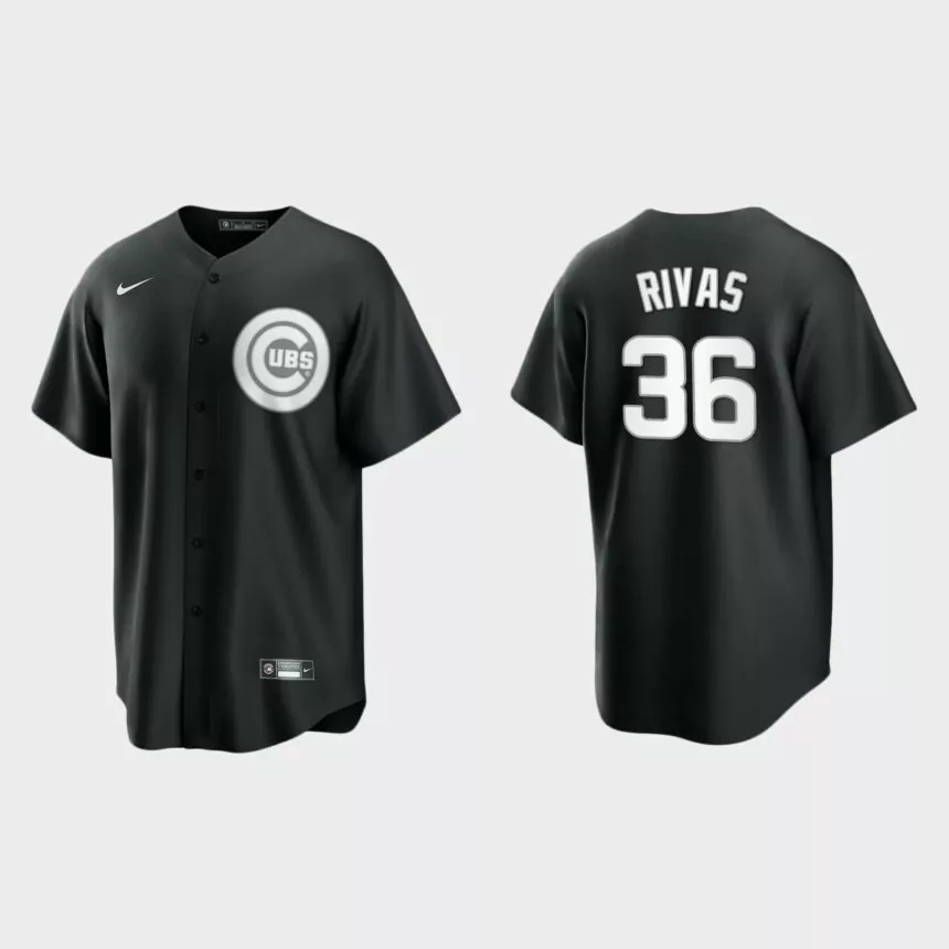 Alfonso Rivas Chicago Cubs Replica Official Jersey – Black White