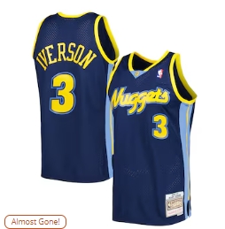 Allen Iverson Denver Nuggets Mitchell & Ness Hardwood Classics Swingman Jersey - Navy
