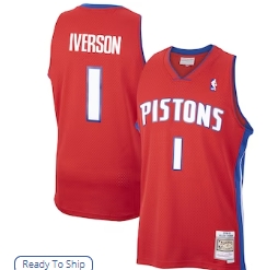 Allen Iverson Detroit Pistons Mitchell & Ness 2008-09 Hardwood Classics Swingman Jersey - Red
