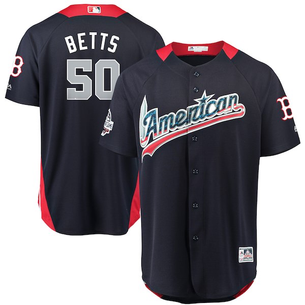 American League 50 Mookie Betts Navy 2018 MLB All-Star Game Home Run Derby Jersey