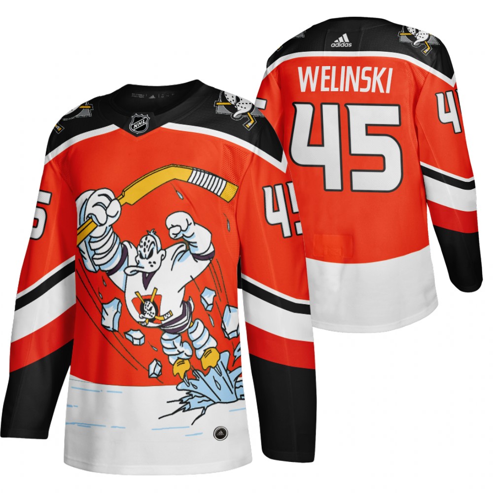 Anaheim Ducks #45 Andy Welinski Red Men's Adidas 2020-21 Reverse Retro