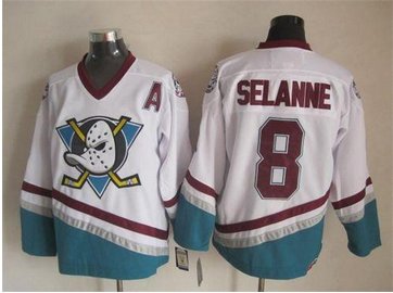 Anaheim Ducks #8 Teemu Selanne White CCM Throwback Stitched NHL Jersey