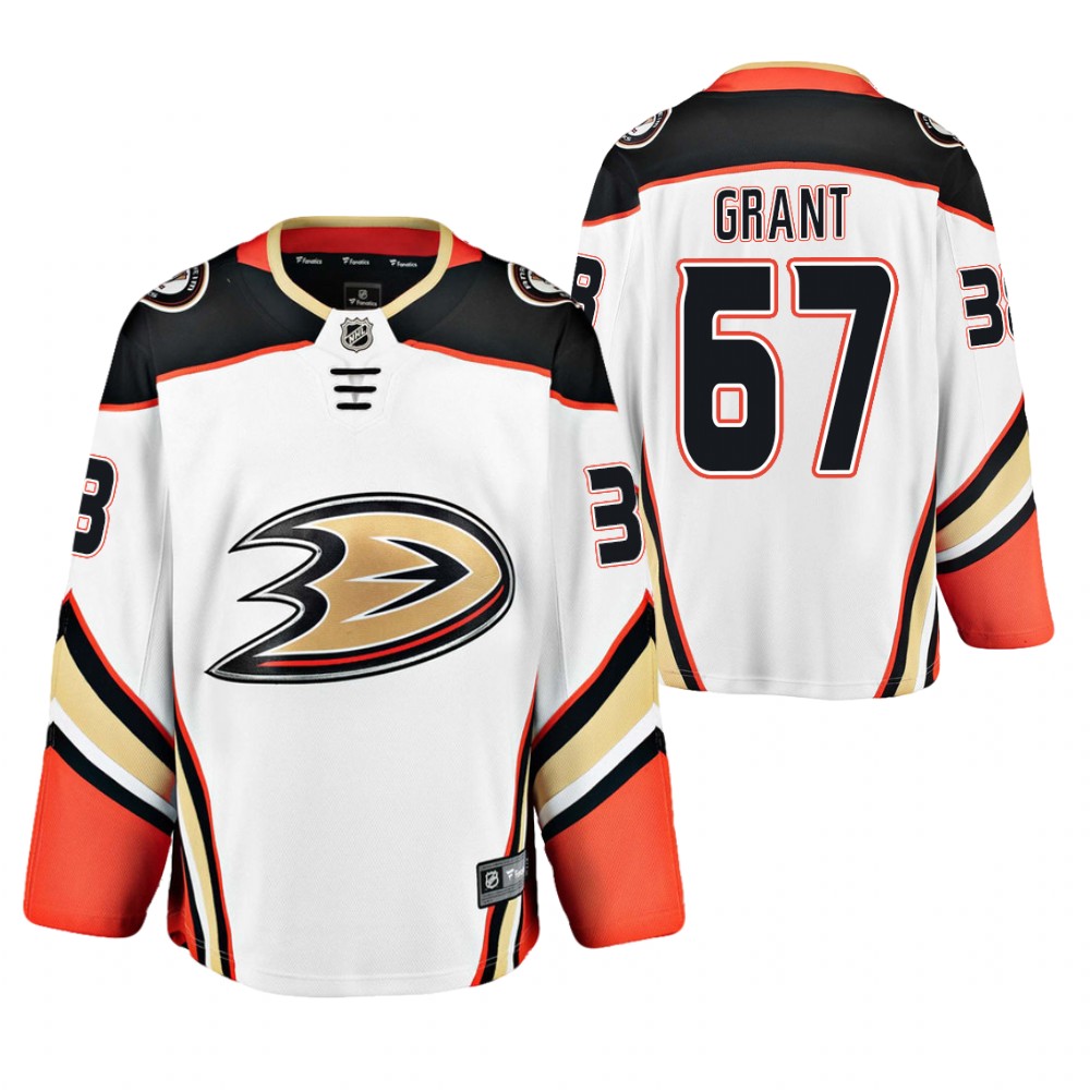 Anaheim Ducks Derek Grant White Away Breakaway Player 2020-21 Jersey