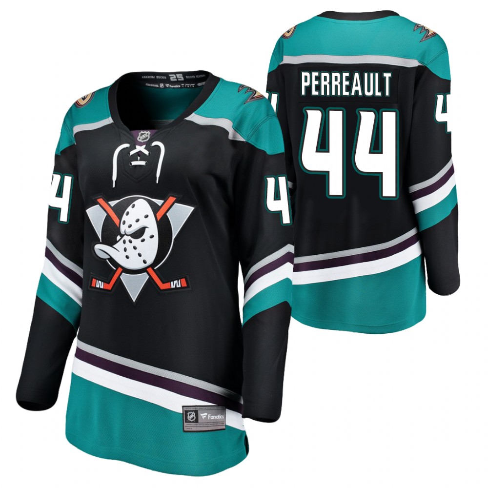 Anaheim Ducks Jacob Perreault Women Black 2020 NHL Draft Jersey