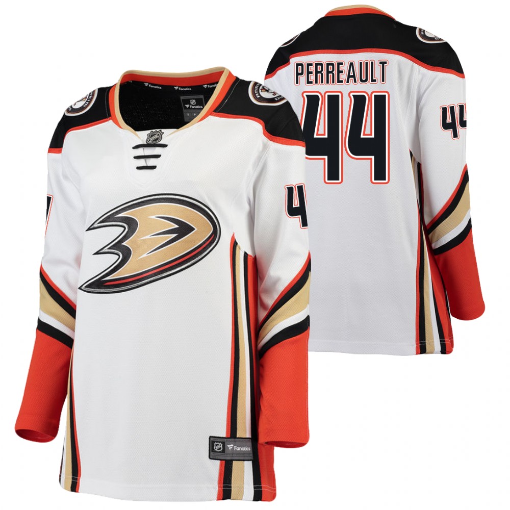 Anaheim Ducks Jacob Perreault Women White 2020 NHL Draft Jersey