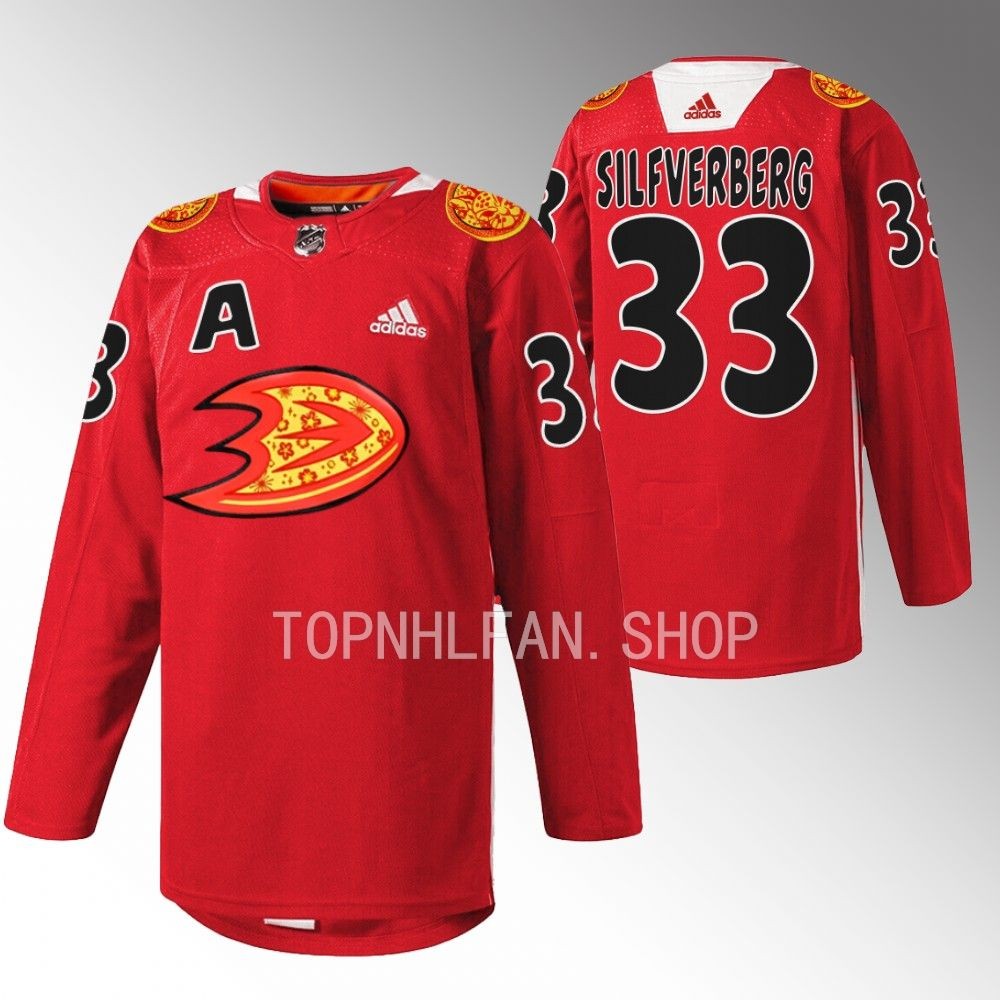 Anaheim Ducks Jakob Silfverberg 2023 Lunar New Year Red Rabbit Warmup Jersey