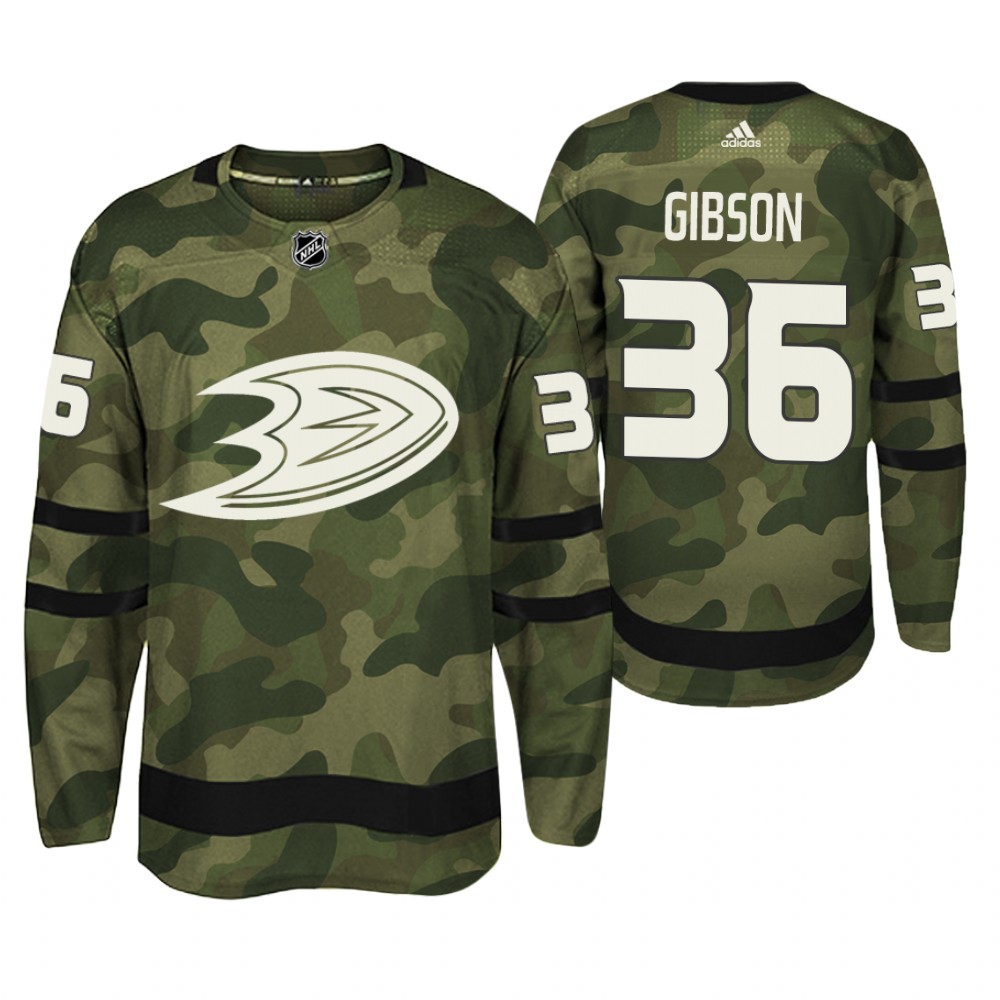 Anaheim Ducks John Gibson Camo Armed Special Forces Player Jersey
