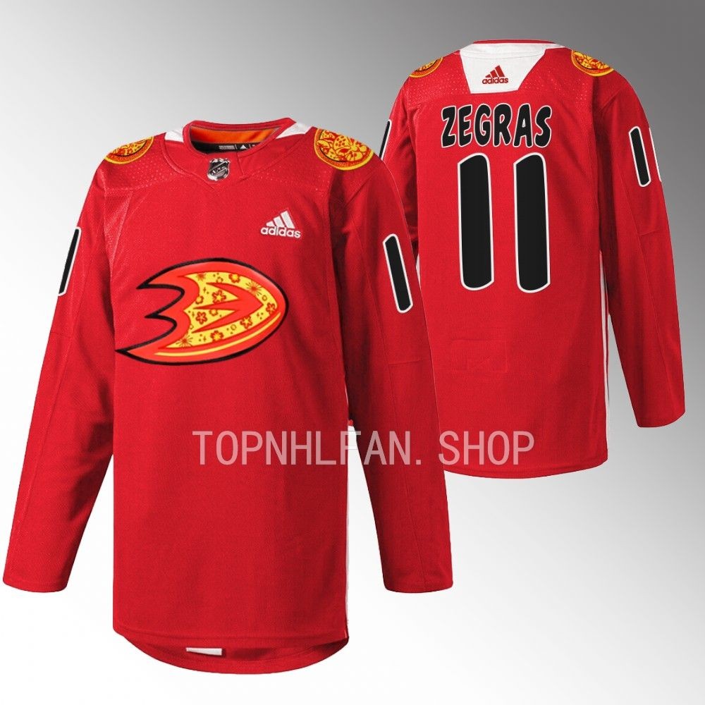 Anaheim Ducks Trevor Zegras 2023 Lunar New Year Red Rabbit Warmup Jersey