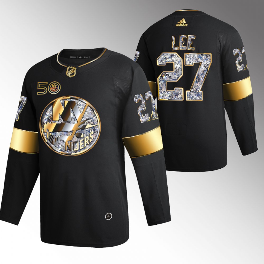 Anders Lee Islanders #27 Black 50th Anniversary Golden Diamond Jersey