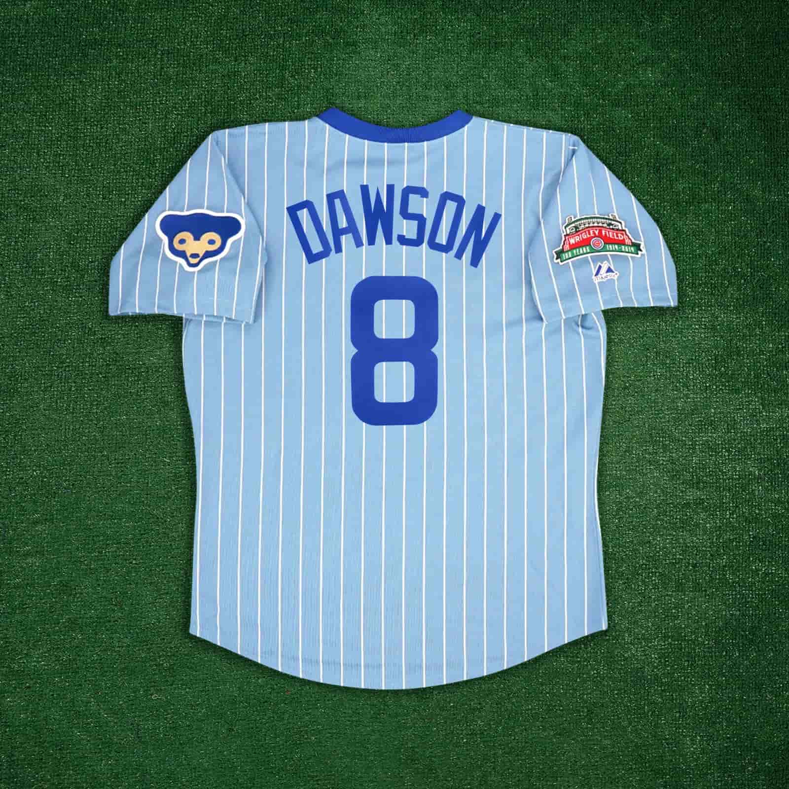 Andre Dawson Chicago Cubs Men's 1970's Wrigley 100th Blue Cooperstown Jersey