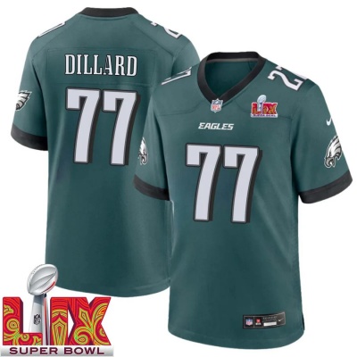 Andre Dillard No 77 Men Super Bowl LIX Philadelphia Eagles Home Game 2025 Jersey- Replica
