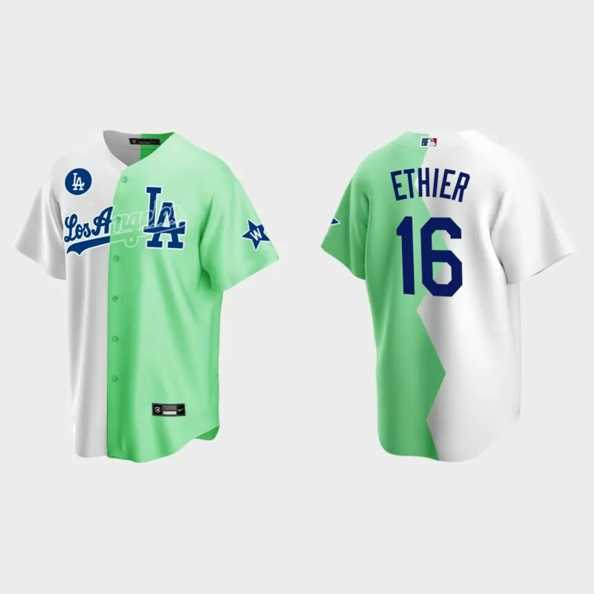 Andre Ethier Los Angeles Dodgers 2022 MLB All-Star Celebrity Softball Game Split Jersey – White Green