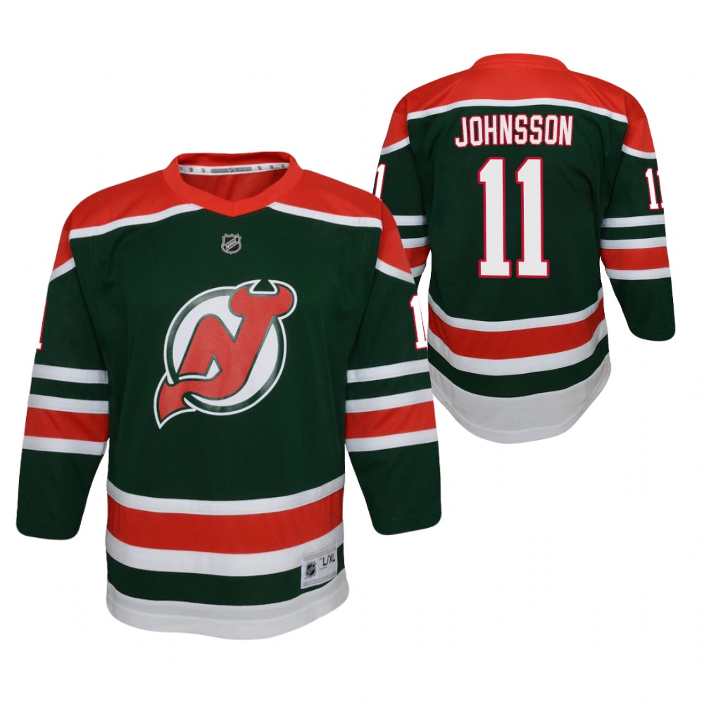 Andreas Johnsson New Jersey Devils 2021 Reverse Retro Green Youth Jersey Special Edition