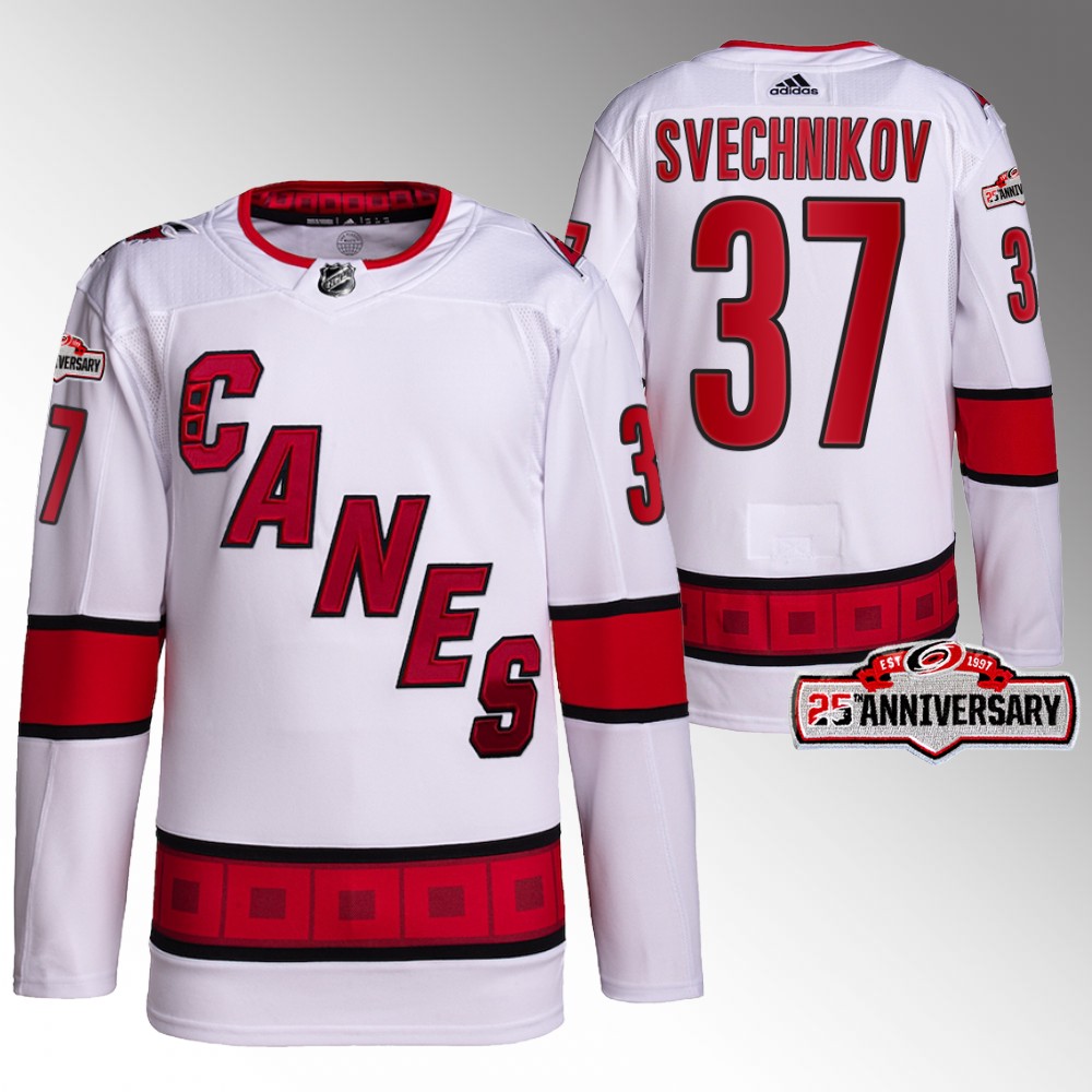 Andrei Svechnikov 2022-23 Carolina Hurricanes White Authentic Away 25th Anniversary Jersey
