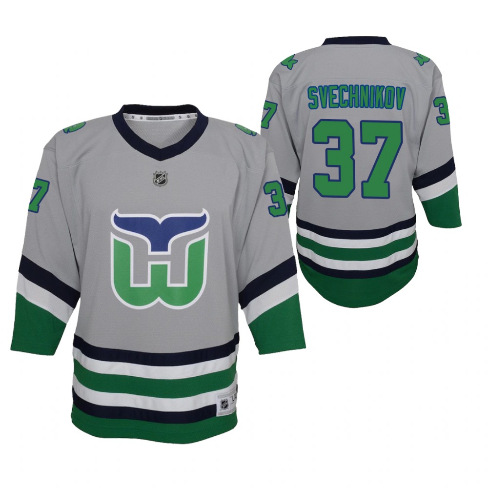 Andrei Svechnikov Carolina Hurricanes 2021 Reverse Retro Green Youth Jersey Replica