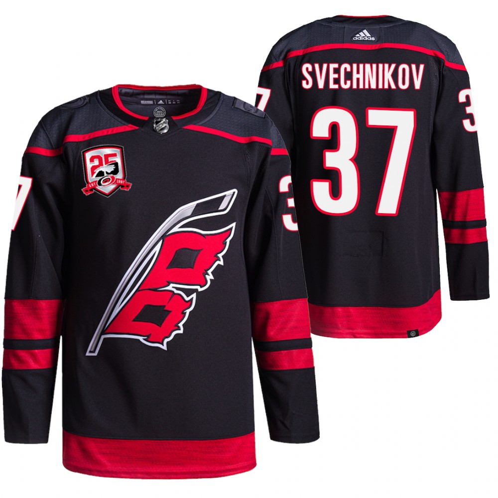 Andrei Svechnikov Carolina Hurricanes Black 25th Anniversary Logo Alternate Jersey