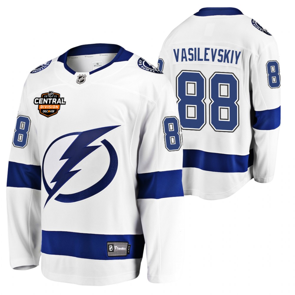 Andrei Vasilevskiy Lightning 2021 Central Division Patch Jersey White Away