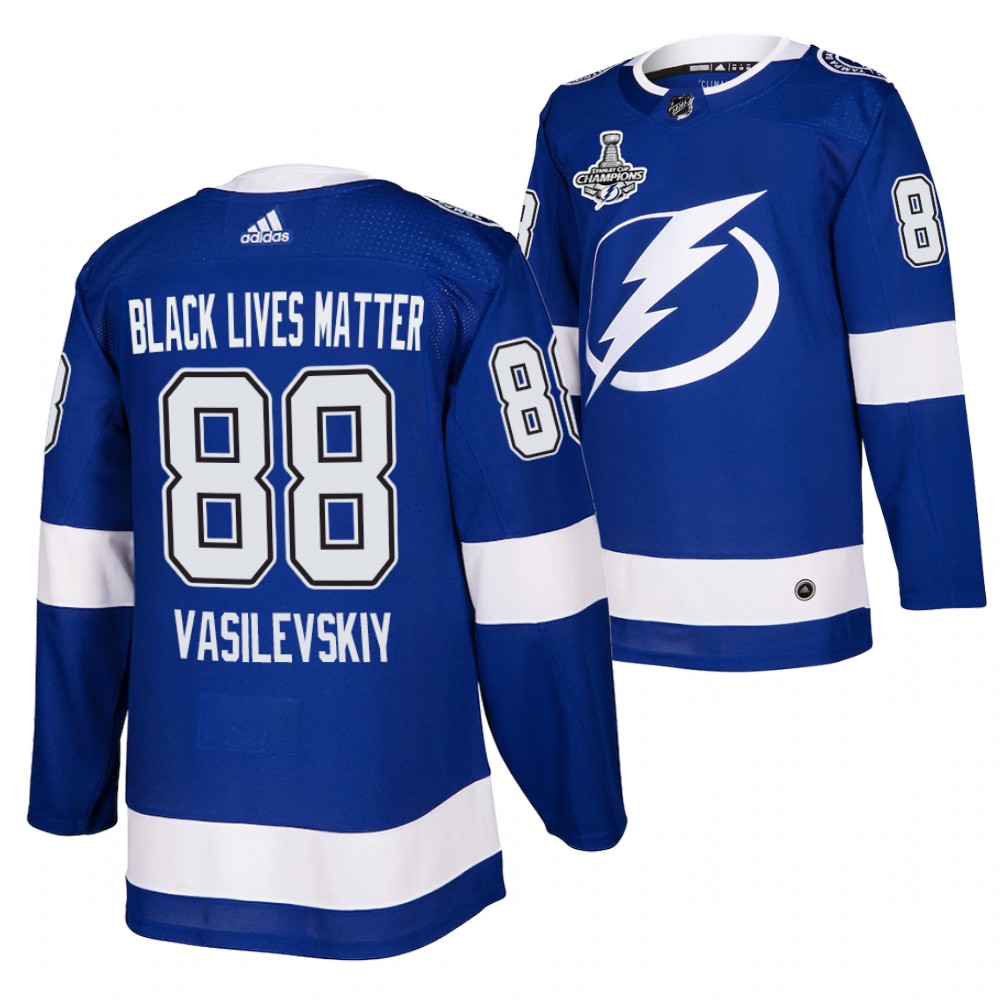 Andrei Vasilevskiy Lightning Black Lives Matter Blue 2020 Stanley Cup Champions Jersey