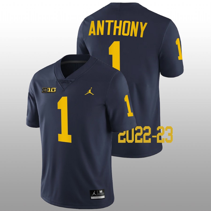Andrel Anthony Michigan Wolverines Navy 2022-23 College Football Game Jersey