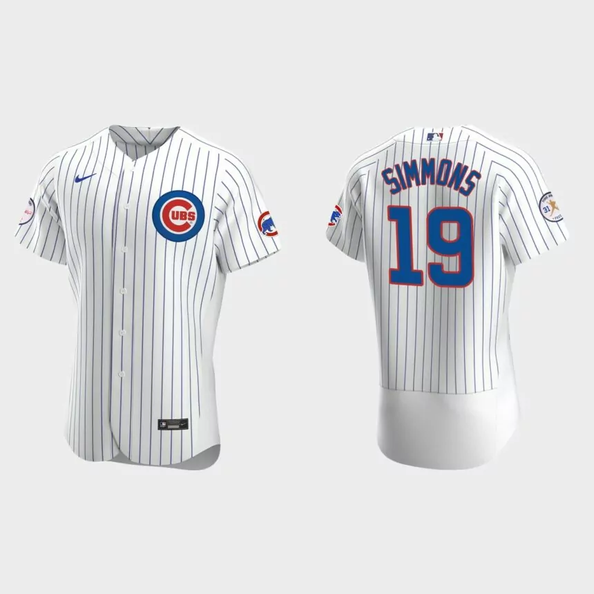 Andrelton Simmons Chicago Cubs Fergie Jenkins Logo Authentic Jersey – White