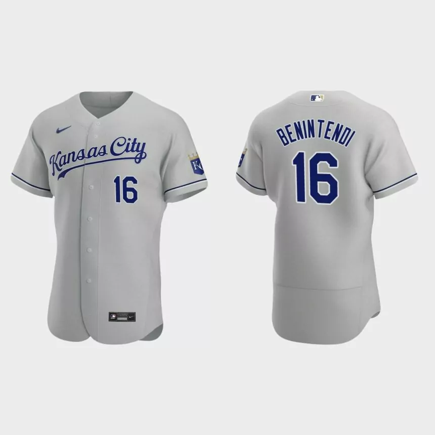 Andrew Benintendi #16 Kansas City Royals Authentic Road Jersey – Gray