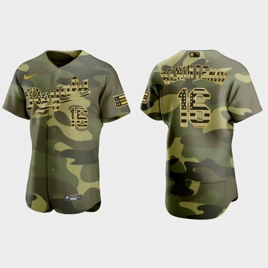 Andrew Benintendi Kansas City Royals 2022 Armed Forces Day Authentic Jersey – Camo