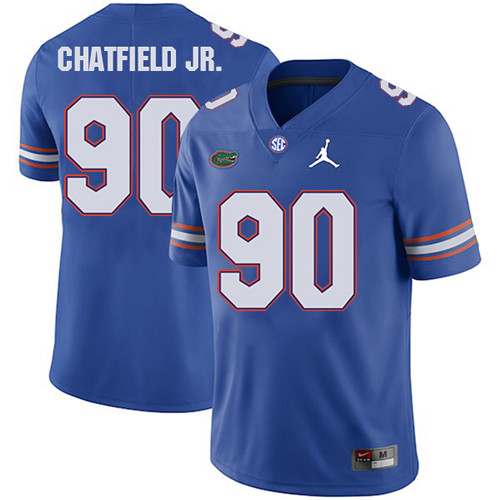 Andrew Chatfield Jr. Florida Gators Men's Jersey - #90 NCAA Blue Stitched Jordan Authentic