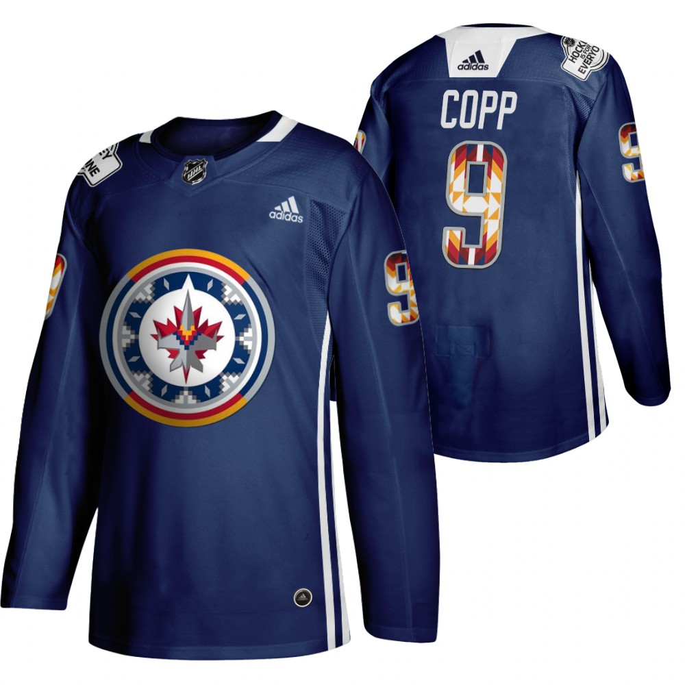 Andrew Copp Jets 2020 WASAC Night Indigenous Heritage Navy Jersey