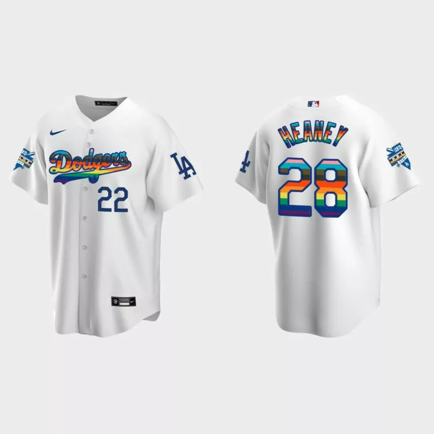 Andrew Heaney Los Angeles Dodgers 2022 Pride Night LGBTQ Replica Jersey – White