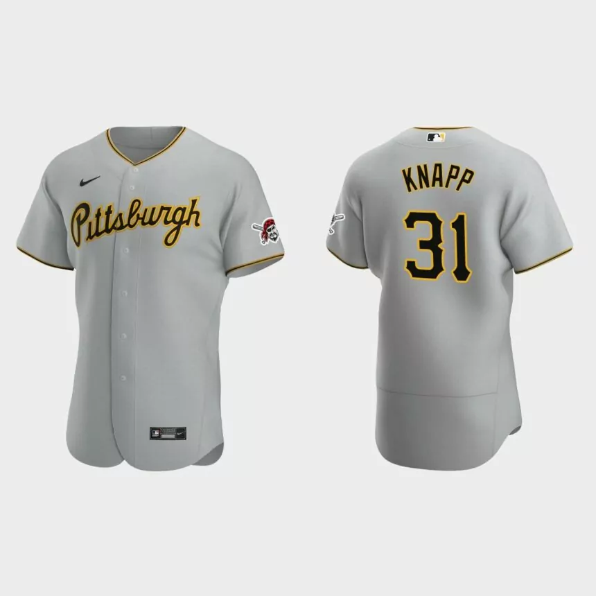 Andrew Knapp Pittsburgh Pirates Authentic Road Jersey – Gray