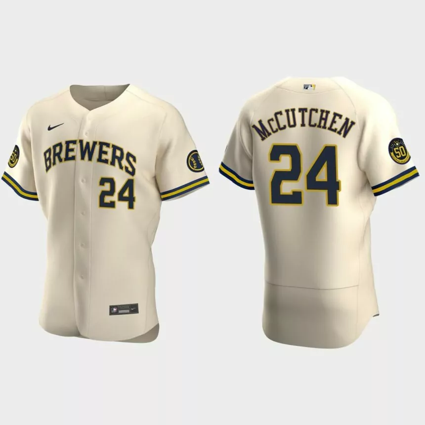Andrew McCutchen Milwaukee Brewers Authentic Alternate Jersey – Cream