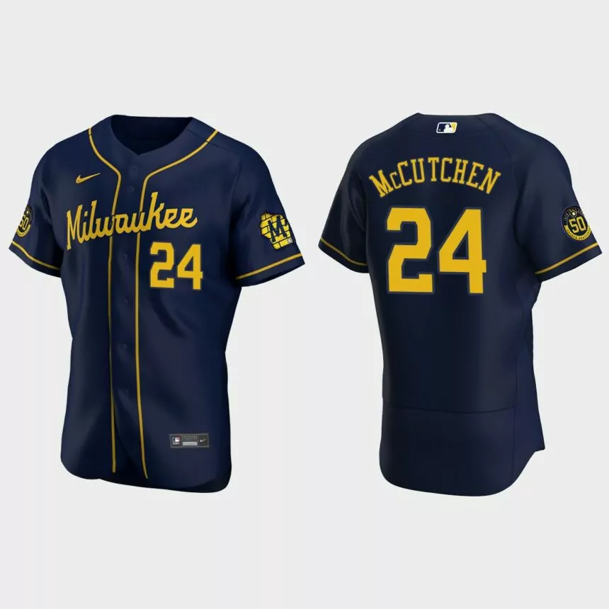 Andrew McCutchen Milwaukee Brewers Authentic Alternate Jersey – Navy