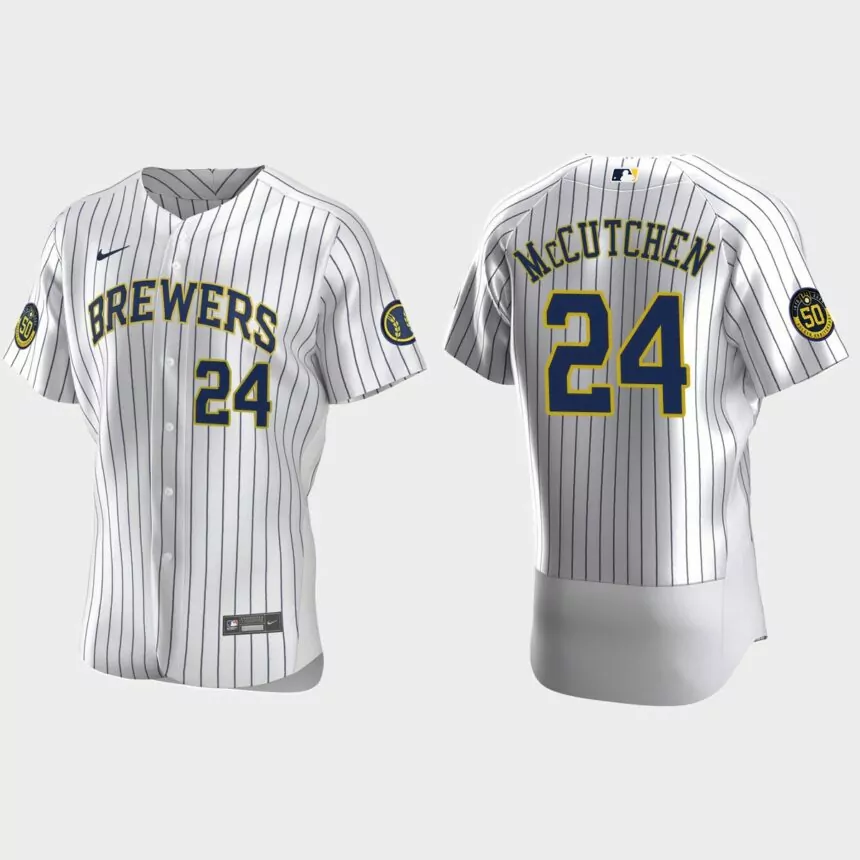 Andrew McCutchen Milwaukee Brewers Authentic Home Jersey – White