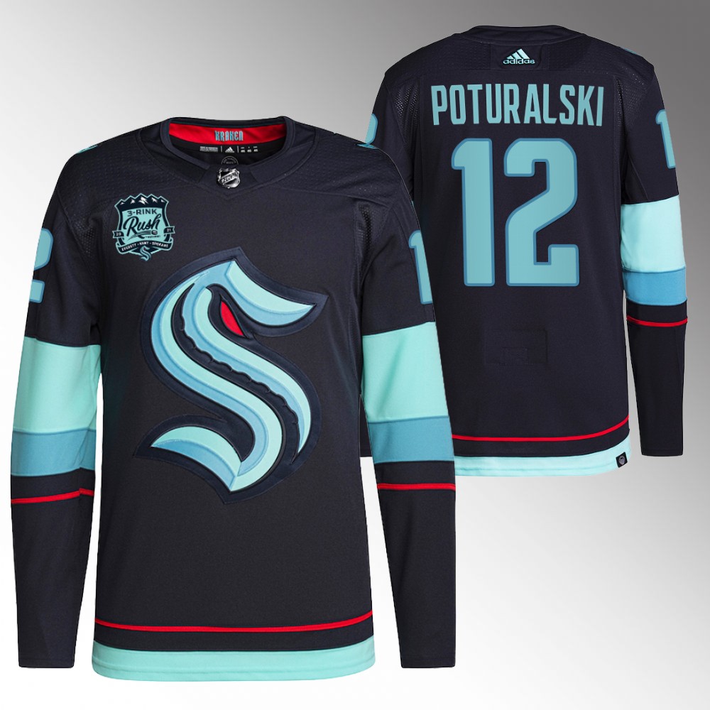 Andrew Poturalski 2022-23 Seattle Kraken Navy Primegreen Authentic Home Jersey