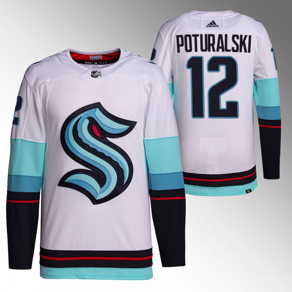 Andrew Poturalski 2022-23 Seattle Kraken White Authentic Primegreen Away Jersey