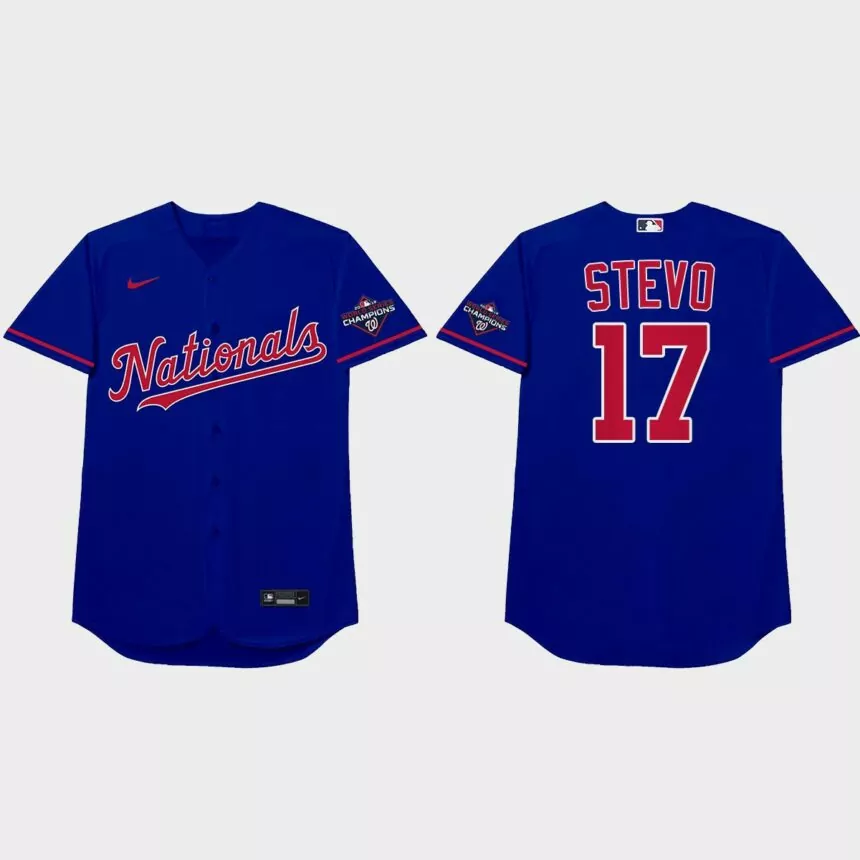 Andrew Stevenson 2021 Players’ Weekend Stevo Nickname Jersey – Royal