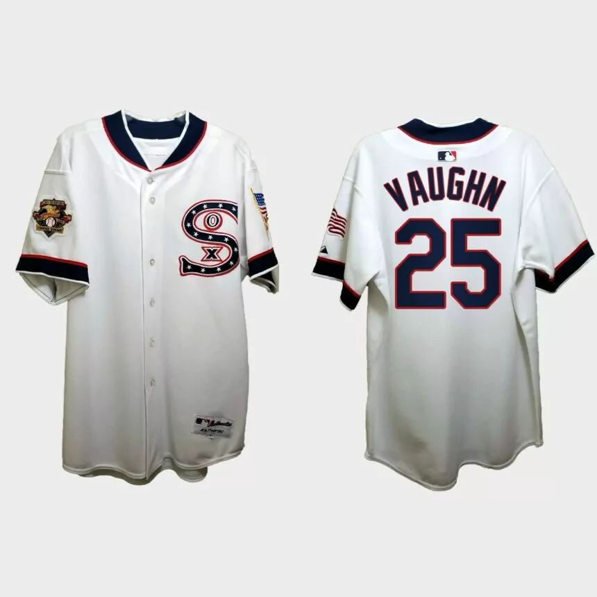 Andrew Vaughn Chicago White Sox Independence Day 1917 Throwback Jersey – White