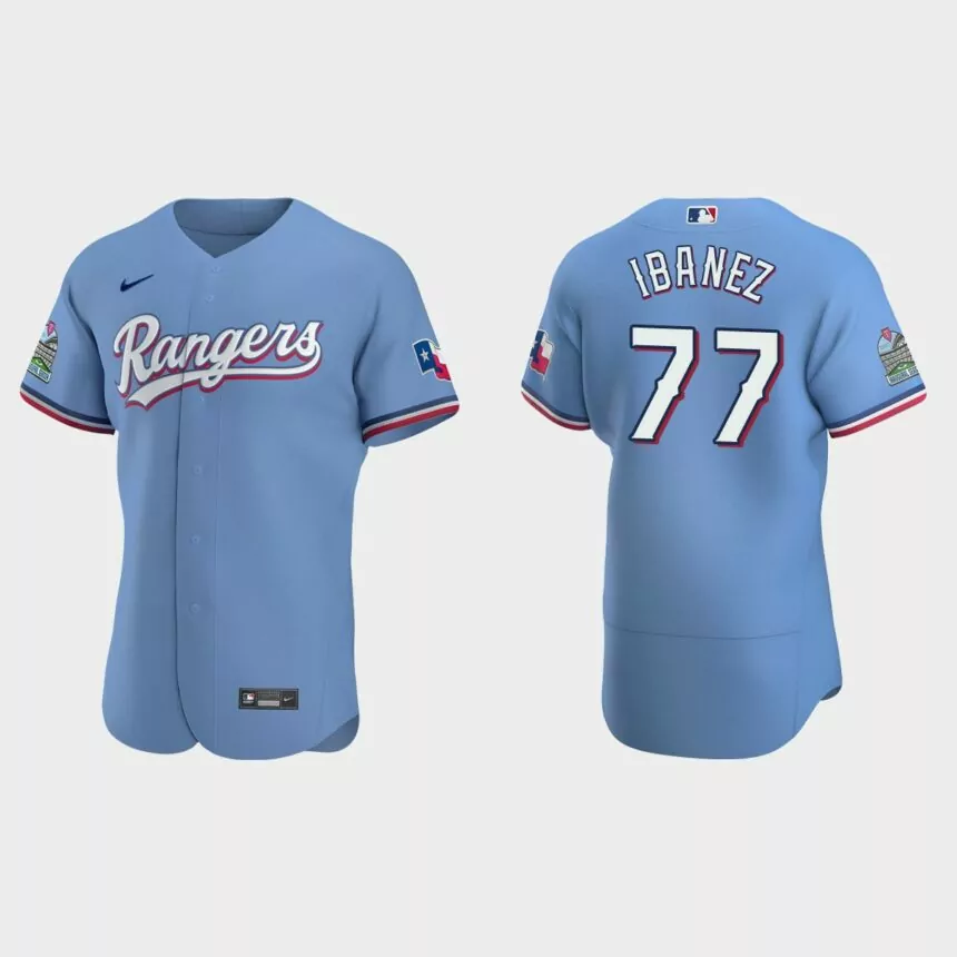 Andy Ibanez Texas Rangers Authentic Alternate Jersey – Light Blue