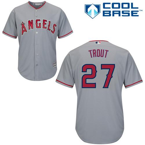 Angels #27 Mike Trout Grey Road Women's Stitched MLB Jersey