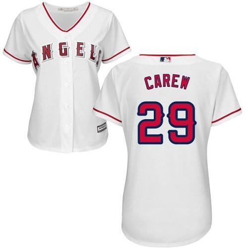 Angels #29 Rod Carew White Home Women's Stitched MLB Jersey