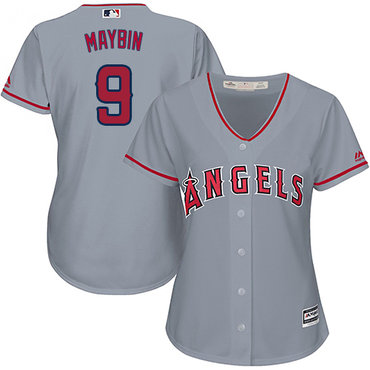Angels #9 Cameron Maybin Grey Road Women's Stitched MLB Jersey