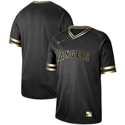 Angels Blank Black Gold Nike Cooperstown Collection Legend V Neck Jersey