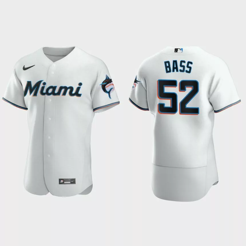 Anthony Bass #52 Miami Marlins Authentic Home Jersey – White