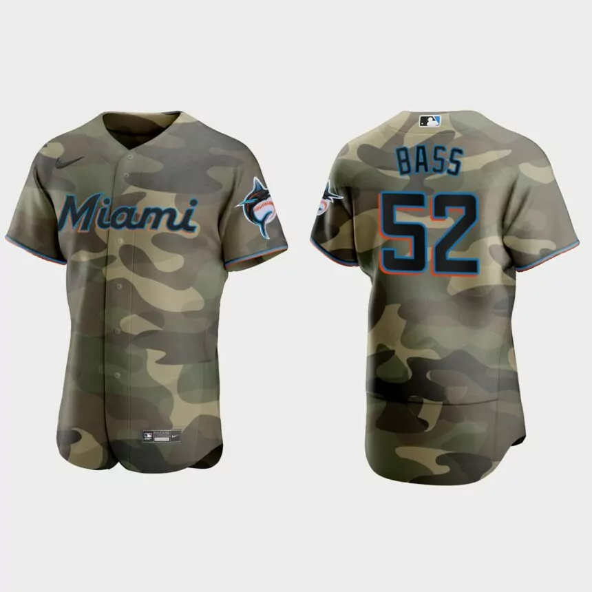 Anthony Bass Miami Marlins 2021 National Armed Forces Day Authentic Jersey – Camo