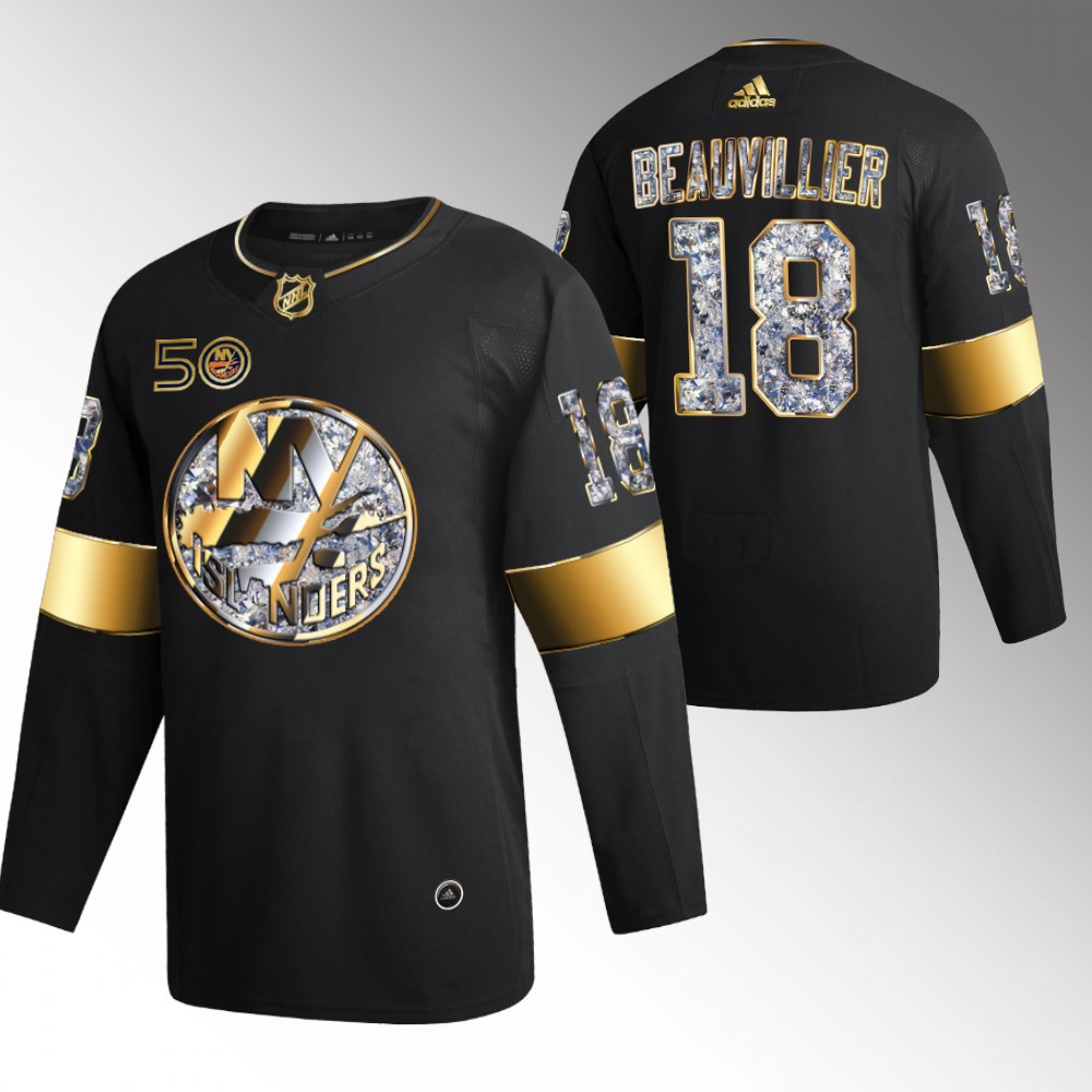 Anthony Beauvillier Islanders #18 Black 50th Anniversary Golden Diamond Jersey