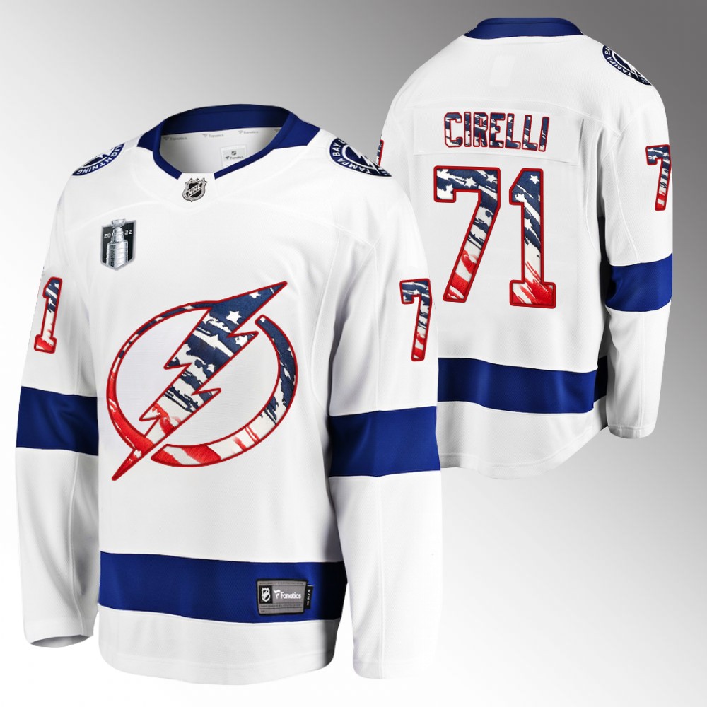 Anthony Cirelli Lightning 4th of July Jersey White Stars Stripes Flag