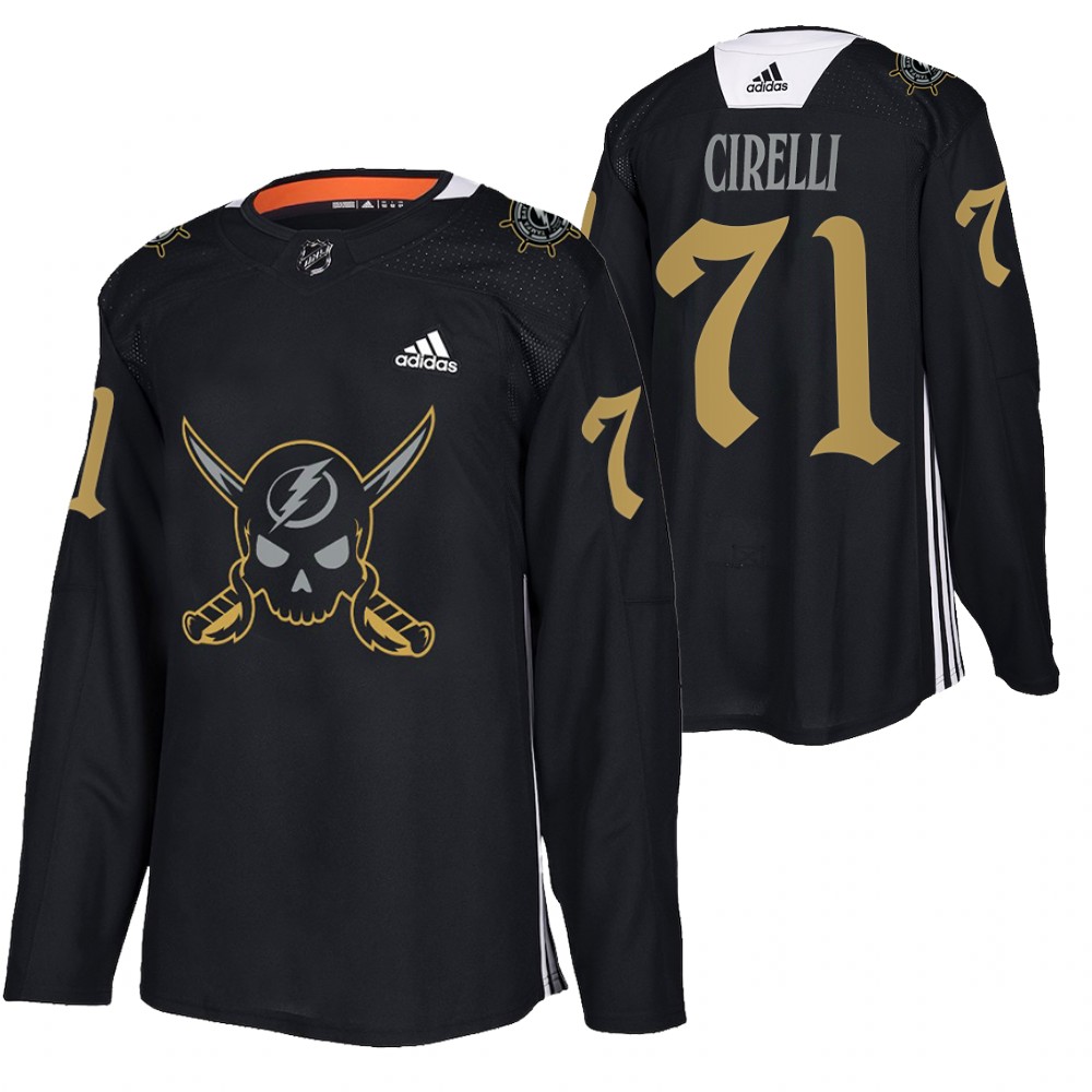 Anthony Cirelli Lightning Gasparilla inspired Jersey Black Pirate-themed Warmup