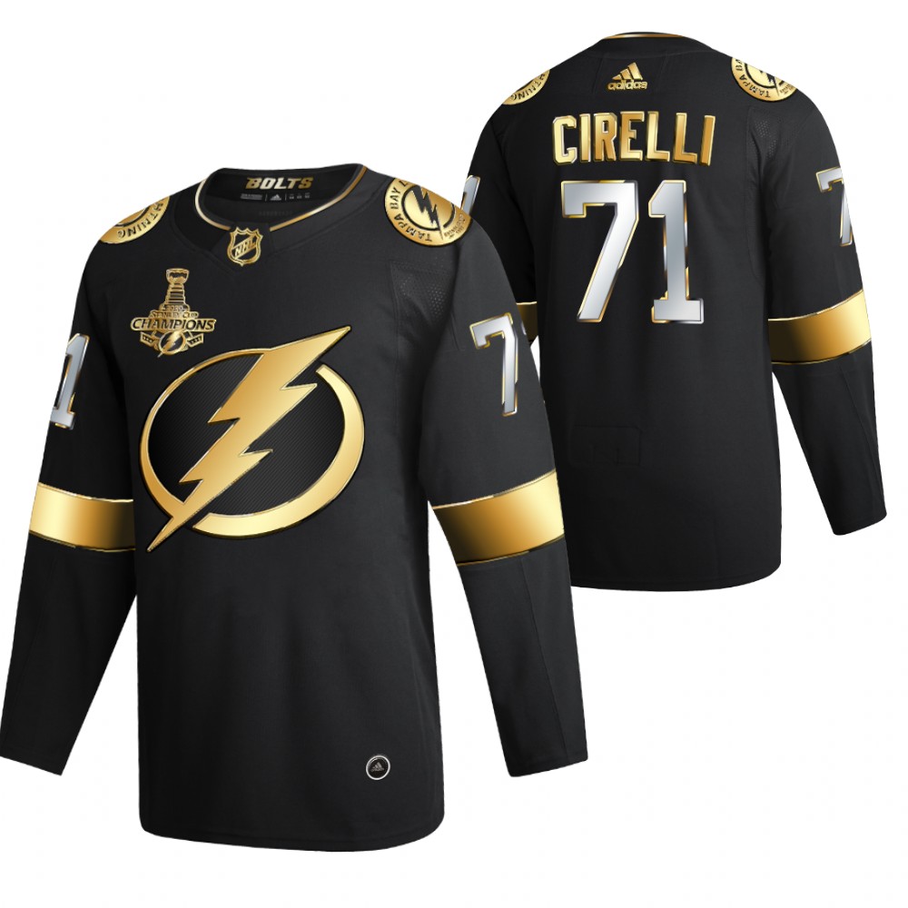 Anthony Cirelli Tampa Bay Lightning Black 2020 Stanley Cup Champions Jersey Authentic Golden Limited