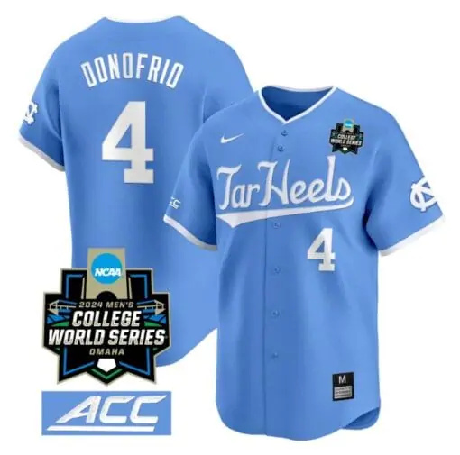 Anthony Donofrio Jersey #4 North Carolina Tar Heels 2024 College World Series Vapor Premier Limited NCAA Baseball Stitched Blue