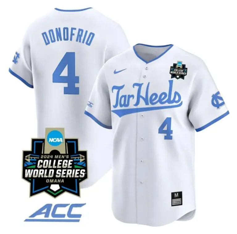 Anthony Donofrio Jersey #4 North Carolina Tar Heels 2024 College World Series Vapor Premier Limited NCAA Baseball Stitched White